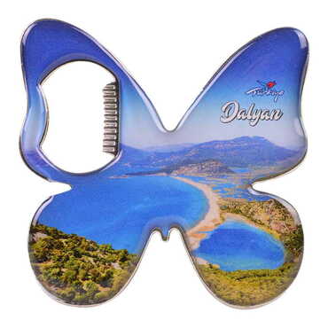 Myros - Dalyan Themed Butterfly Shaped Metal Magnetic Bottle Opener 70x70 mm