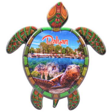 Dalyan Themed Customised UV Printed Plastic Base Turtle Shaped Fridge Magnet 80x74 mm - Thumbnail