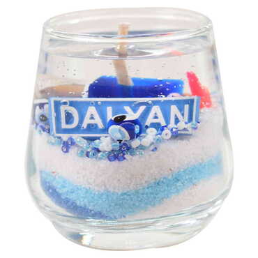 Dalyan Themed Glass Transparent Gel Candle - Thumbnail