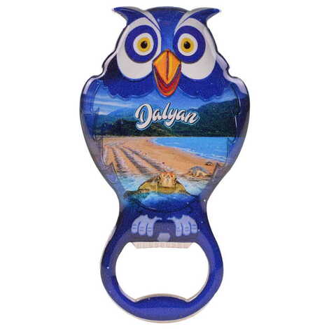 Dalyan Themed Owl Shaped Metal Magnetic Bottle Opener 88x47 mm