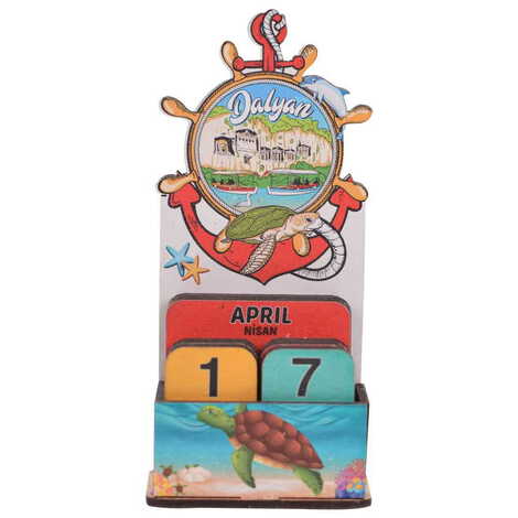 Dalyan Themed Wooden Table Calendar