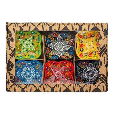 Clover Shaped Lace Design Six Piece Snack Bowl Set in Box