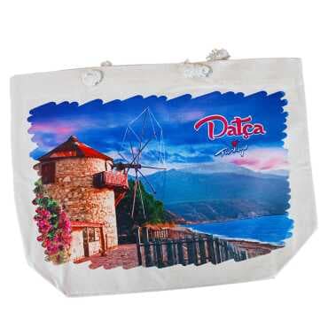Datça Temalı Dijital Baskılı Kanvas Plaj Çantası 470*390*150 MM - 5