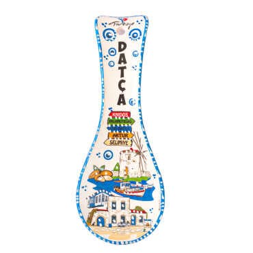 Datça Themed Ceramic Screen Print Spoon Rest