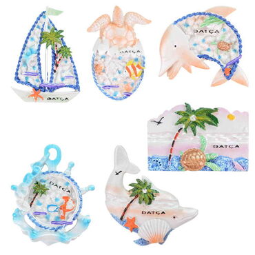 Wholesale Datça Themed Stone and Mother of Pearl Polyester Refrigerator Magnet - 3