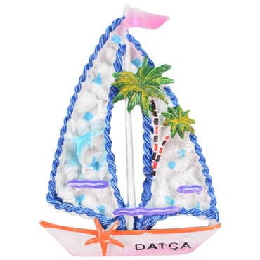 Wholesale Datça Themed Stone and Mother of Pearl Polyester Refrigerator Magnet - 9