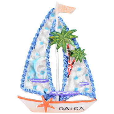 Wholesale Datça Themed Stone and Mother of Pearl Polyester Refrigerator Magnet - 10