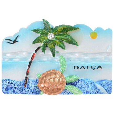 Wholesale Datça Themed Stone and Mother of Pearl Polyester Refrigerator Magnet - 15
