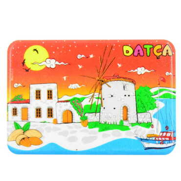 Datca Themed Customised UV Printed Plastic Base Rectangle Fridge Magnet 80x50 mm - Thumbnail