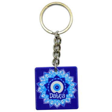 Datca Themed Customised Uv Printed Plastic Base Round Keyring 40x108 mm - Thumbnail