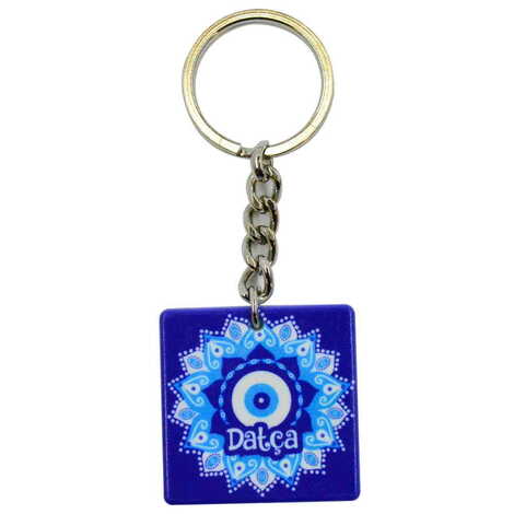 Datca Themed Customised Uv Printed Plastic Base Round Keyring 40x108 mm