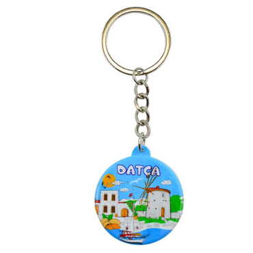 Myros - Datca Themed Customised UV Printed Plastic Base Square Keyring 38x100 mm