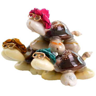 Sea Shell Triple Turtles with Glasses Figurine