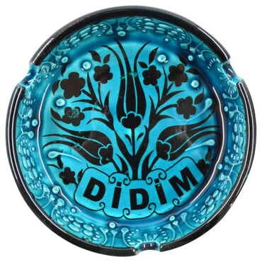 Didim Themed Turkish Ceramic Turquoise Ashtray Big Size - Standart - 2