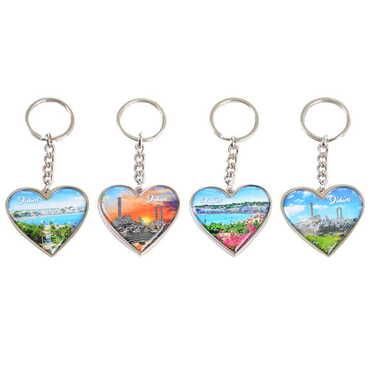 Didim Themed Metal Heart ShapedDouble Face Keychain 45x90 mm - 2