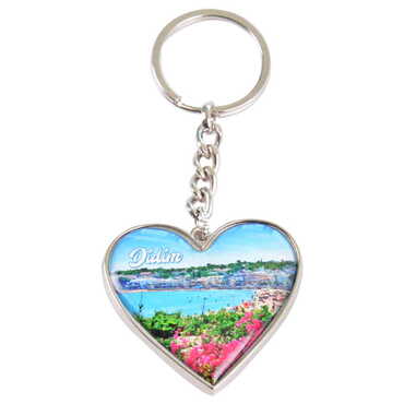 Didim Themed Metal Heart ShapedDouble Face Keychain 45x90 mm - 3