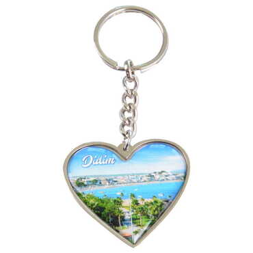 Didim Themed Metal Heart ShapedDouble Face Keychain 45x90 mm - 6
