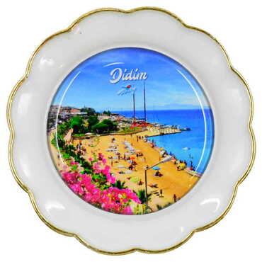 Didim Themed Epoxy Dome Plate Shaped Souvenir Fridge Magnet 73 mm
