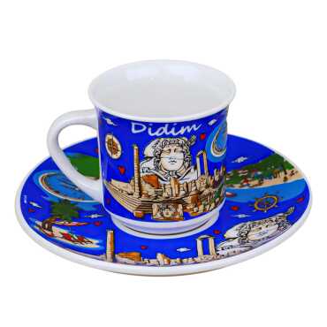 Didim Themed Porcelain Coffee Set for Two - 5