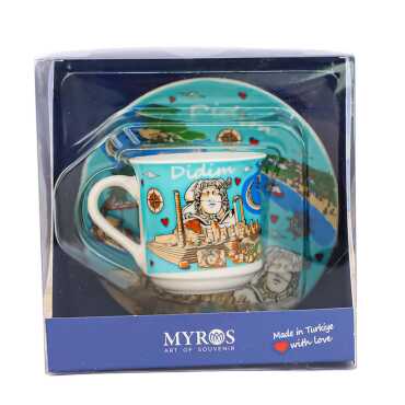 Didim Temalı Tekli Porselen Kahve Fincanı - Myros