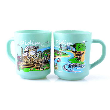 Didim Themed Colored Glass Mug - Thumbnail