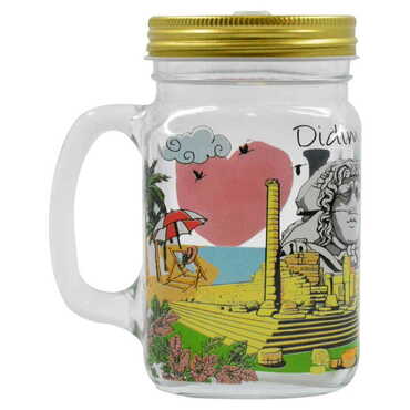 Didim Themed Customised 350 Cc Glass Mason Jar - Thumbnail