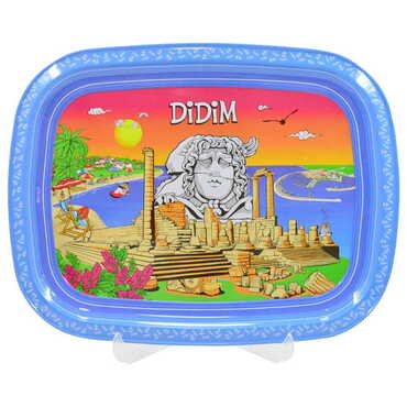 Didim Themed Customised Printed Tin Serving Tray 305x235 mm - Thumbnail