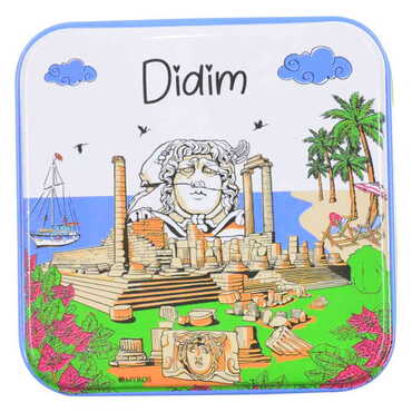 Myros - Didim Themed Customised Round Tin Metal Box 75x75x35 mm