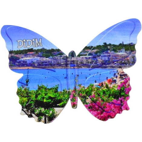 Didim Themed Customised UV Printed Plastic Base Butterfly Shaped Fridge Magnet 80x58 mm