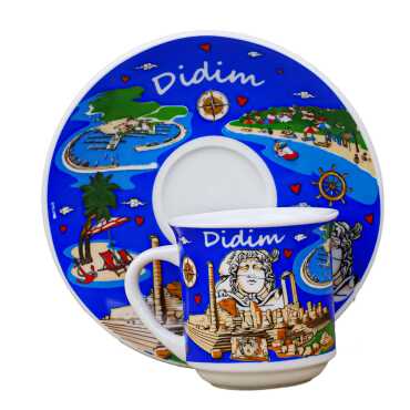 Didim Themed Porcelain Coffee Set for Two - 1