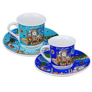 Didim Themed Porcelain Coffee Set for Two - 2