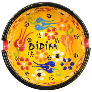 Didim Themed Turkish Ceramic B Serie Ashtray Medium Size - Thumbnail