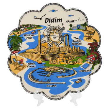 Didim Themed Turkish Ceramic Custom Themed Daisy Trivet 182 mm - Thumbnail