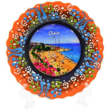 Myros - Didim Themed Turkish Ceramic Plate With Epoxy 12 Cm