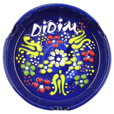 Didim Themed Turkish Ceramic Relief Ashtray Small Size - Thumbnail