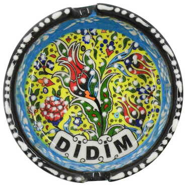 Myros - Didim Themed Turkish Ceramic Special Relief Ashtray Small Size