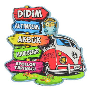 Didim Themed Wooden Customised 2D Souvenir Fridge Magnet - Thumbnail