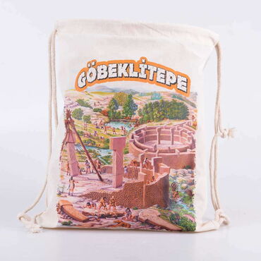 Myros - Toptan Göbeklitepe Dijital Baskılı Ham Bez Sırt Çantası 33x43 cm