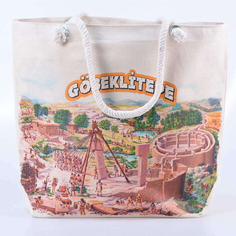Toptan Göbeklitepe Dijital Baskılı Kanvas Plaj Çantası - 1