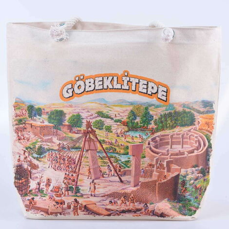 Toptan Göbeklitepe Dijital Baskılı Kanvas Plaj Çantası - 3