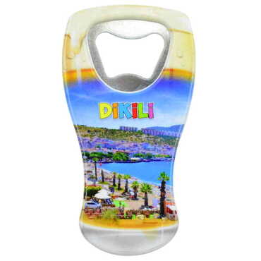 Dikili Themed Customised UV Printed Beer Glass Shape Plastic Base Bottle Opener 52x97 mm - Thumbnail