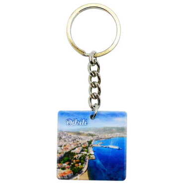 Myros - Dikili Themed Customised Uv Printed Plastic Base Round Keyring 40x108 mm