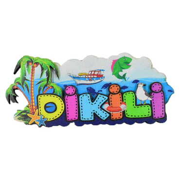 Dikili Themed Wooden Customised 2D Souvenir Fridge Magnet - Thumbnail