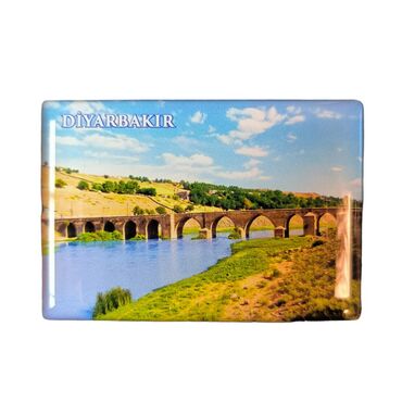 Myros - Diyarbakır Themed Epoxy Dome Rectangle Souvenir Fridge Magnet 80x55 cm