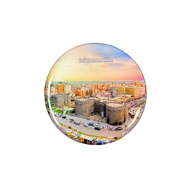 Myros - Diyarbakır Themed Epoxy Dome Round Souvenir Fridge Magnet 67 mm