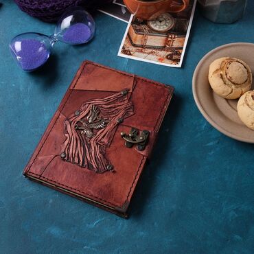 Eagle Themed Medium Leather Notebook - Thumbnail