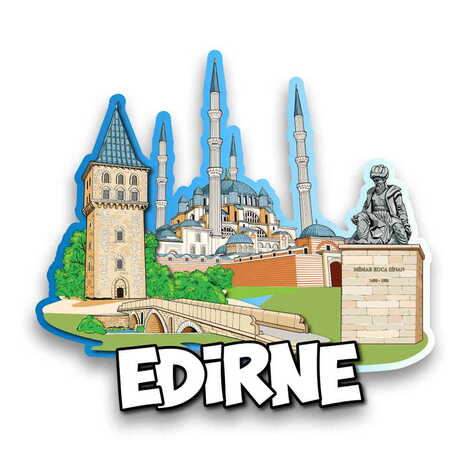 Toptan Edirne Temalı 3D Resimli Ahşap Magnet - 1