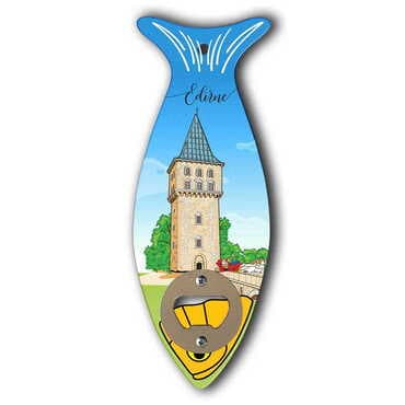 Toptan Edirne Temalı Ahşap Balık Açacak Magnet 190x70 mm