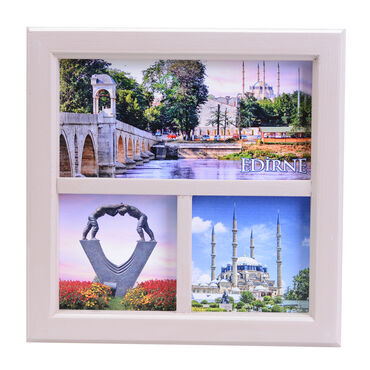 Toptan Edirne Temalı Ahşap Üçlü Çerçeve 210x210 mm - Thumbnail