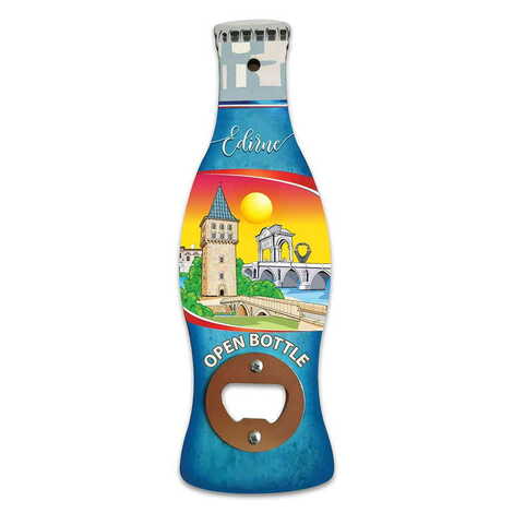 Toptan Edirne Temalı Myros Ahşap Cola Şişesi Açacak Magnet 200x66 mm - 1